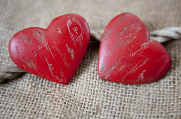 coeurs Saint Valentin lien corde union