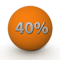Fourty percent circular icon on white background