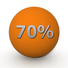 Seventy percent circular icon on white background