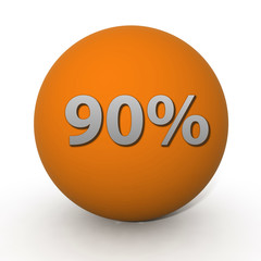 Ninety percent circular icon on white background