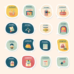 shopping speech bubble flat design background set, eps10