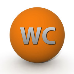 WC circular icon on white background