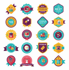 shopping badge flat design background set, eps10