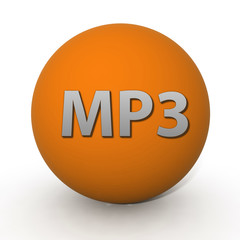 MP3 circular icon on white background