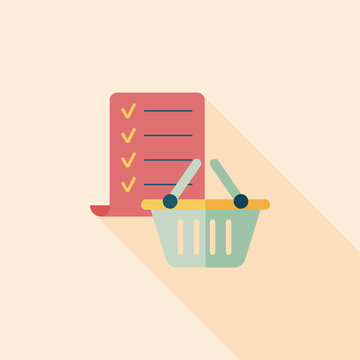 Shopping List Flat Icon With Long Shadow,eps10