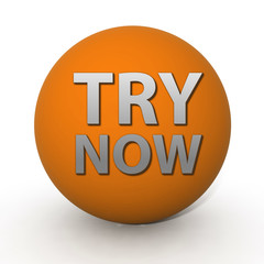 Try now circular icon on white background