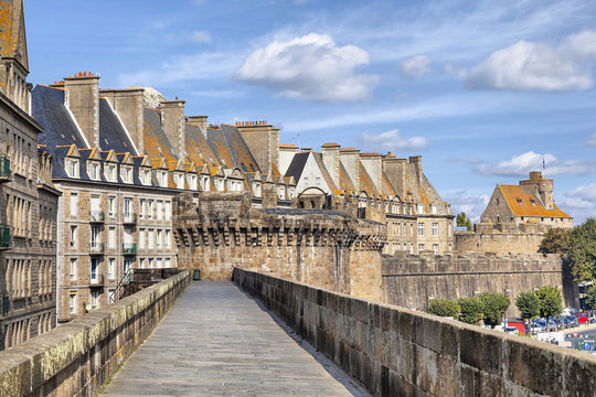 Wall of historical city Saint Malo, France © bbsferrari
