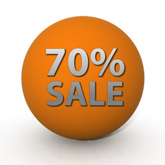 Sale seventy percent circular icon on white background
