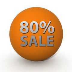 Sale eighty percent circular icon on white background