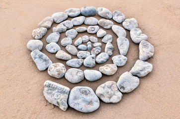 Fototapeta na wymiar Spiral on sand