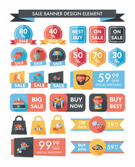 Valentine’s Day sale banner flat design background set, eps10