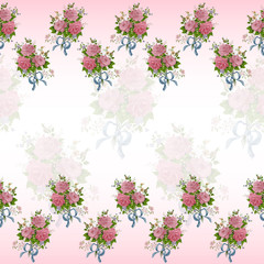 Beautiful Seamless color rose pattern on pink background