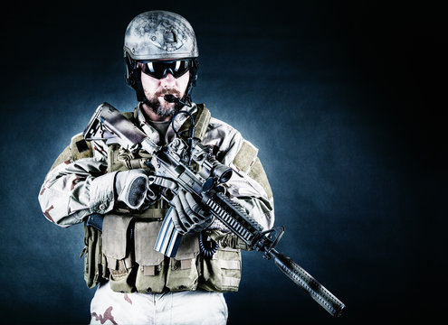 Bearded special forces soldier