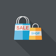 shopping paper bag flat icon with long shadow,eps10