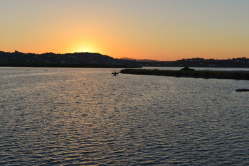Sunset at Chalkiopoulou Lake in Corfu Town at Corfu Island Greec