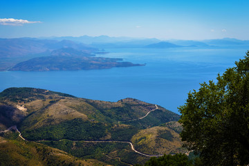 View from the Pantokrator peak at Corfu Island Greece © delusi