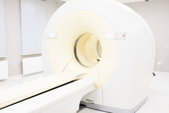 tomograph in the interior of a hospital diagnostic room