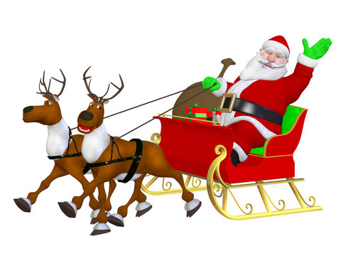 Reindeer sleigh and Santa