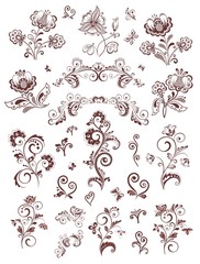 Vintage floral design elements