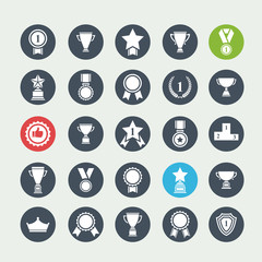Big vector set white avards  icons
