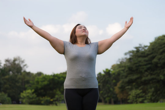 obese women breath of fresh air.