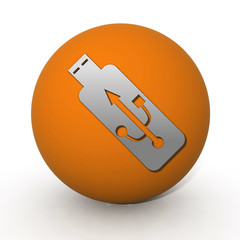Usb circular icon on white background