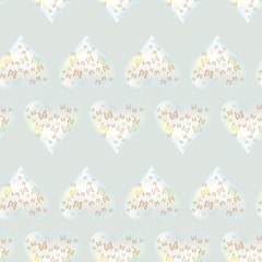 Seamless pattern with butterfly and hearts