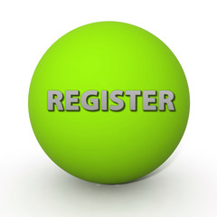 register circular button on white background