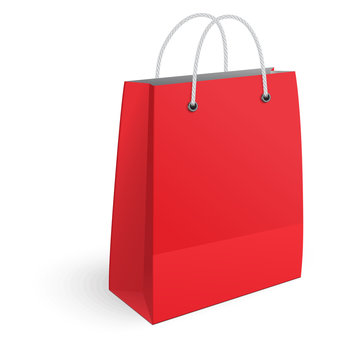 Red shopping bag isolated on white