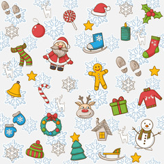 Vector Happy New Year and Merry Christmas pattern