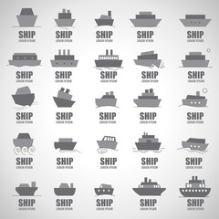 Ship icon set, vector illustration. Collection of ship logo isolated on background