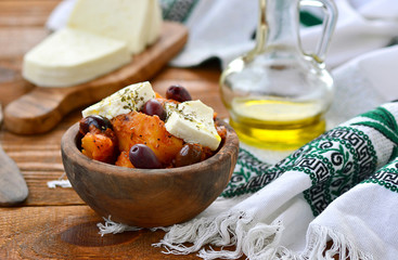 potato ragout on - is Greek with feta and olives