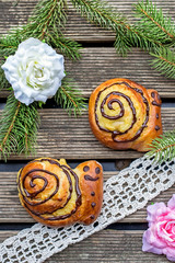 Buns brioche in shape of snail