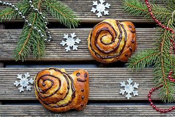 Buns brioche in shape of snail