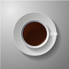 realistic classic white cup with coffee