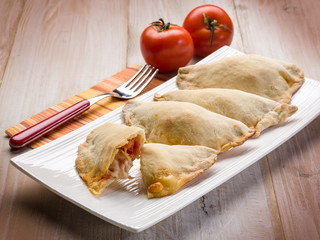 panzerotti with tomato and mozzarella