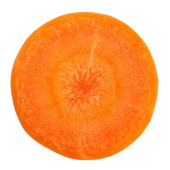 Fresh carrot slice on a white background
