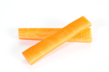 Fresh carrot stick on a white background