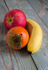 Fototapeta na wymiar fruits on a wooden board
