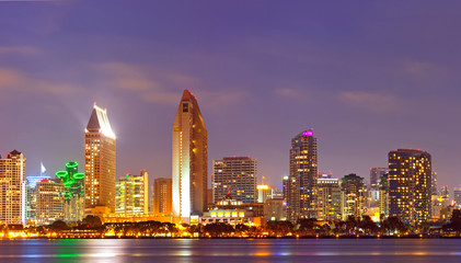 Fototapeta na wymiar City of San Diego California, sunset panorama