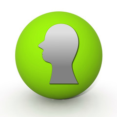 Head silhoulette circular icon on white background