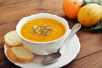 Bowl of pumpkin soup