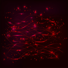 colored waves background with butterflies and hearts