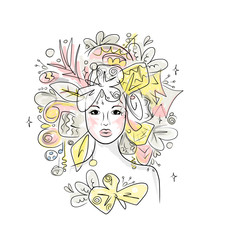 Woman portrait with hairstyle for christmas carnival