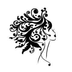 Female head silhouette for your design