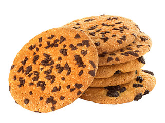 Chocolate chips cookies isolated on white background