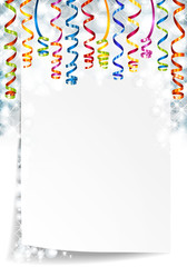 Background with note paper, lights and serpentine