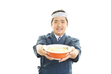 笑顔のラーメン職人