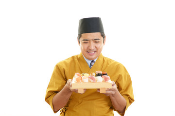 笑顔の寿司職人