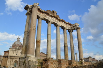 Fototapeta premium Roman Forum, Herbst, Himmelblau